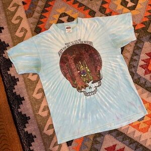 90s Grateful Dead ‘Play Dead’ Tie Dye Skull T-shirt 100% Cotton Tultex XL
